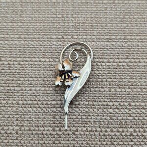 Sterling Silver Cute Simple Flower Nature Pin Brooch B730
